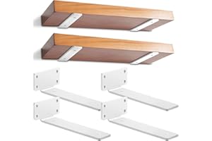 YFCVIP 4 Piezas Escuadras para Estanterias, Soporte Baldas Industrial, L soporte baldas pared con Tornillos | Capacidad de Carga 70 kg (Blanco, 25cm)