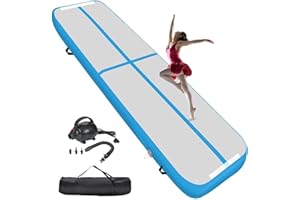 KIKILIVE 10/20CM Hoch Gymnastikmatte Tumbling Matte, 2/3/4/5/6M Aufblasbar Gymnastik Track Matte Air Turnmatte mit Luftpumpe Aufblasbare Sportmatte für Fitness/Outdoor/Yoga/Training usw