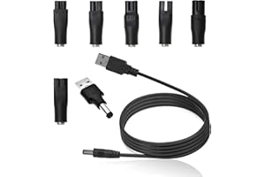 NAZAZ 5 V USB Power Cable Shaver Charger, Universal Shaver Charging Cable with 6 Charging Heads for Shavers, Hair Trimmers, Air Purifiers and More and Other Charging Cables