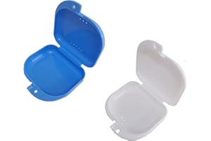 Mebamce 2 PCS Breathable Portable Denture Orthodontic Dental Retainer Box False Teeth Storage Container Mouthguard Case for Most Retainer, Transparent Holder, Denture, Ear Plugs, Ear Buds