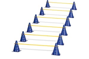 GHB Ensemble de Haies d'agility 12 cônes 18 Barres, Set d'obstacles pour Chiens, Accessoire d'entraînement de Football pour Le Travail de Coordination avec Sac de Transport