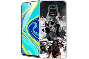 Yoedge Funda para Xiaomi Redmi Note 9 Pro / 9S, Cárcasa Silicona Transparente con Dibujos Antigolpes Animados Suave Diseño Patrón Mármol TPU Case para Movil Redmi Note 9 Pro (Cráneo)