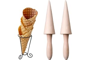 CTFOREST 2 Stücke Waffel und Eishörnchenformer, Waffelkegelroller, Waffelhorn Holz Eiswaffelformer, Geeignet für die Herstellung von DIY-Waffeln und Eistüten(Enthält keine Halterung)