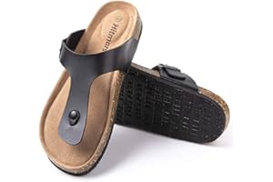 Hitmars Pantoletten Herren Sandalen Sommer Flach Freizeit Sport Outdoor Strand Hausschuhe Schnalle Einstellbar Rutschfest Zehentrenner Schwarz Blau Braun Khaki EU39-EU47