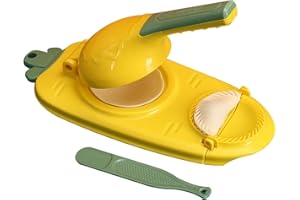 SHALWINN Dumpling Dough Press Dumpling Maker, Ergonomic Manual Dumpling Skin Presser, Maker Dumpling Wrappers Tool Practical, Handle Dumpling Skin Maker for Kitchen (Yellow)