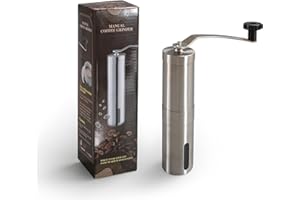 wenrescry Portable Manual Coffee Grinder Stainless Steel - Adjustable Burr, Hand Crank Bean Grinder for Perfect Coffee Aroma - Compact Design for Home, Office, and Travel