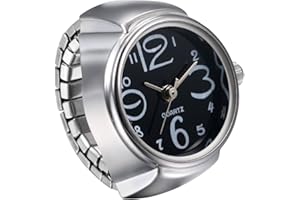 JewelryWe Ringuhr Fingeruhr Herren Damen rund Analog Quarz Elastisch Legierung Ring Uhr Uhrenring