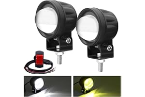 BIQING [Dual Color]Motorcycle Driving Lights,9-30V Motorcycle Fog Lights Amber White 60W 2" LED Auxiliary Spotlights With ON/OFF Switch Fit for Cars ATV UTV Bike Motorcycle