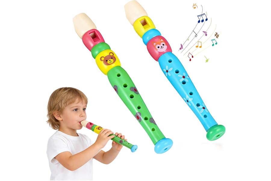 2pcs Plastic Recorders for Children Beginners, 6-Hole Recorder Instrument -Colorful Flute Instrument Music Sound Toys for Boys and Girls Early Education Stage Performance Prop (Random Color)