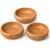 Deconox 3'l&uuml; Bambu &Ccedil;erezlik Seti (9x9x3 cm) - Yuvarlak Kahvaltılık, Mezelik ve Sosluk Kase Takımı