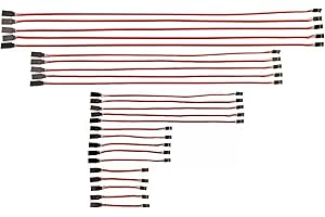 JZK 25 PCS 10cm 15cm 30cm 50cm 60cm JR style servo extension leads male to female JR plug, 60 cores RC servo extension cable cord wire for remote control aircraft