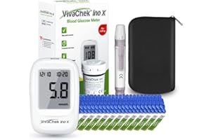 FOVIFLXY VivaChek Diabetes Test Kit, 𝐍𝐒𝐇-𝐀𝐩𝐩𝐫𝐨𝐯𝐞𝐝 Blood Sugar Monitor with Ketone and Hypo Warning, 900 Memory, Blood Glucose Monitor with Test Strips x 50 and Lancet x 50 -in mmol/L