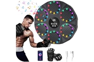 JOPWUE 2025 Machine de Boxe Musicale,Machine De Boxe avec Connexion Bluetooth Intelligente,9 Modes de Vitesse, avec Gants de Boxe,LED Boxe Mural Musique pour Adultes et Enfants pour Gym et la Maison