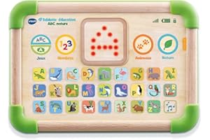 VTech - Tablette Éducative ABC Nature, Tablette Enfants Interactive et Sensorielle Partiellement en Bois, Jouet d'Éveil Alphabet Animaux, Cadeau Bébé Fille et Garçon Dès 1 an - Contenu en Français