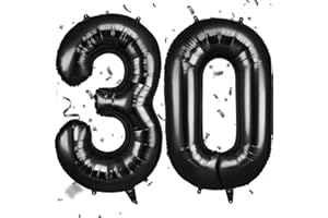 OFFCUP Luftballon Zahlen 30, Schwarz 30 Geburtstag Zahlen Ballon 101cm Groß Folienballon 40 Zoll Helium Ballons zum Mädchen Junge Geburtstag Party Deko Abschluss Jubiläums（30, Schwarz）