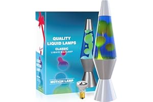 AONESY Lampada da lavaggio 37cm Blu scuro Liquido e cera gialla Lampada da lavaggio per bambini Luce colorata Regalo di Natale Compleanno