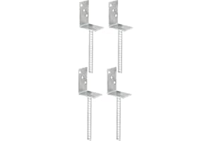 GAH-Alberts 215002 213954 - Soporte para postes en forma de L, con anclaje para hormigón galvanizado en caliente, ancho 80 mm, longitud del acero estriado 200 mm, juego de 4