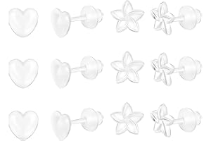 AoedeJ 6 Pairs Clear Earrings for School Plastic Earrings Hypoallergenic Earrings Invisible Earrings Clear Studs Plastic Earrings for Sensitive Ears