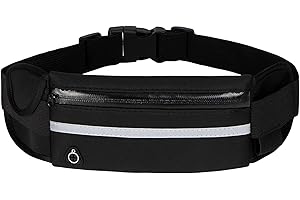ZHIHUITL Running Belt with,Sweatproof waistpacks with,Running Belt Waist Pack with,Adjustable with Reflective Strips,with Headphone Jack,Perfect for Running and Outdoor Activities(Black)