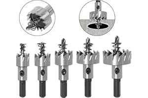 TOPWAY HSS Set di Seghe a Tazza 5 pezzi, 16-30mm Fresa in Acciaio ad Alta Velocità Punte per Trapano Utensile da Taglio Circolare per Acciaio Rame Ferro Plastica Legno PVC 122400