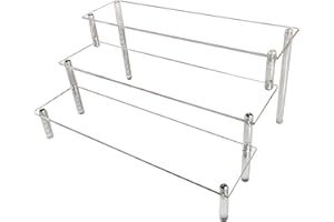 AZEAM 3 Tier Acryl Riser Display Regal Ständer für Amiibo Funko Pops Figuren, Tischplatte klar Acryl Organizer für Nagellack Gewürz Kosmetik Kunsthandwerk Schmuckständer Cupcake Buffets Dessert Figures