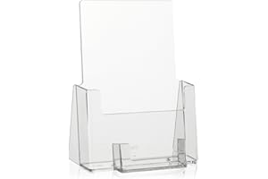 Taymar® Présentoir à prospectus avec compartiment pour cartes de visite, transparent / porte-prospectus et porte-cartes de visite (DIN A5)