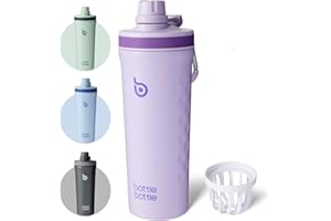 BOTTLEBOTTLE BOTTLE BOTTLE Stainless Steel Protein Shaker Bottle with Handle for Men and Women 770ml(26oz) Insulated Metal Gym Water Bottles for Protein Powder(purple)