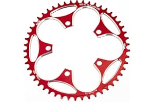 YBEKI Plato 110BCD 36-58T - Monoplato 7075-T6 CNC Estrecho-Ancho para Carretera/Gravel, Compatible Shimano/SRAM 8-12V, Anti-Caída 92%, 45% Más Ligero (Negro/Rojo, Cert. ISO 13041) ﻿