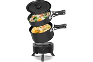 ENFRIFAM Elektrischer Hot Pot Topf, Tragbar Kochtopf Set mit töpfe und Bratpfanne mit Klappgriff für Wohnmobil, Wohnheim, Büro, Outdoor, Camping, 1,8 L Suppentopf + 0,75 L Bratpfanne