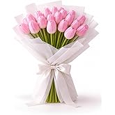 PINK OLIVE Artificial Tulip Flowers | Bunch of 10 Multicolour Tulip Bouquet | Real Touch PU Material | Washable and No Fading