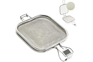 TAMUME Edelstahl-Sandwich-Grillkorb mit Klemme, Geeignetes Grill-Backteil für Backofen und Toaster mit Klappdrahtgeflecht