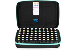 FITNATE Bolsa de Almacenamiento de Aceites Esenciales - 5 ml, 10 ml, 15 ml, 70 Botellas, Maletín de Viaje Resistente, Azul