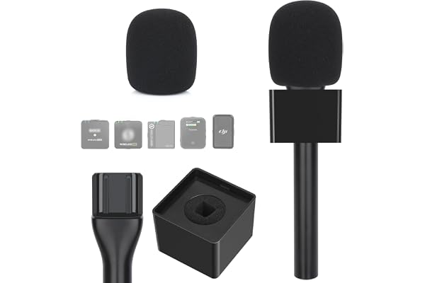 YOUSHARES Poignée Micro DJI - Interview Adaptateur de Micro Main sans Fil, Support Micro Cravate pour DJI Mic 2, Rode Wireless GO II, Wireless Me/Pro avec Bonnette Micro, Handle Mic pour Interview
