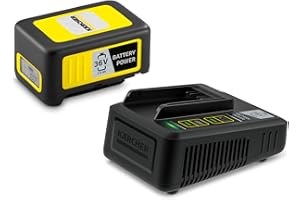 Kärcher Starter kit 36/25 36 V, batteria agli ioni di litio da 36 V/2.5 Ah con caricabatterie, tempo di ricarica: 100% in meno di 1,5 ore, per tutti i dispositivi della piattaforma 36 V Battery Power