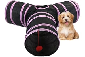 LINGJIONG Cat Tunnel Play | 3 Way Outdoor Collapsible Cat Tunnel Toy | Cat Play Tube Tunnel With Peep Hole Ball |Pet Supplies For Indoor Cats Kittens Dogs Rabbits Puppies