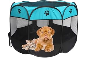 CENTERALY Recinto plegable para mascotas, tela Oxford, portátil, para perros, gatos, parque de juegos octogonal, impermeable, resistente a los arañazos, para interior y exterior