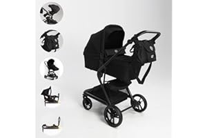 Kinderwagen 4 in 1 komplettset, LOVY Speedy (Black). Der Komplettset erhaltet: Babywanne, Babyschale für das Auto, Sportsitz, Isofix-Basisstation, Wickeltasche, Regenschutz und ein Moskitonetz.