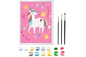 Zimrobin Malen Nach Zahlen ab 5 6 7 Jahre Mädchen und Junge, Malen Nach Zahlen für Kinder mit Rahmen 3 Pinsel und Acrylfarben, 18 X 24cm（Einhorn der Liebe）