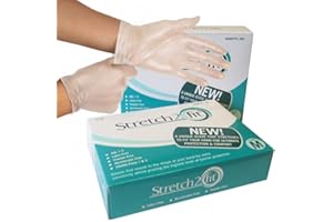 Stretch 2 Fit Box of 100 or 200 Disposable & Recyclable Gloves - Powder & Latex Free, Allergy Free - Work, Food Preparation, Tattoo, NHS, Cleaning, Wholesale, Cheap (Box of 200 Large) clear