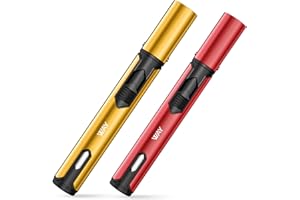 VVAY Jetflamme Feuerzeug, Gas Nachfüllbar Sturmfeuerzeug, Winddicht Langes Stabfeuerzeug für Kerzen, Küche, Feuerwerk, Camping, Grill, Kamin(Verkauft ohne Butangas) (2 Stück)