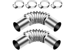 PUEDNO 2 Stück Edelstahl Abgasrohr Winkelverbinder 25MM GasEntlüftungsschlauch Autoheizung Abgasrohr Standheizung Auspuffrohr mit 4 Edelstahlklammern für Stromerzeuger Diesel Heizung