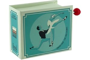 LUTÈCE CRÉATIONS Caja de música/caja musical de manivela de cartón decorado en forma de libro con mecanismo musical de 18 notas - El lago de los cisnes (P. I. Chaikovski)