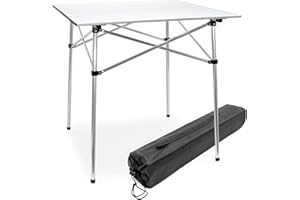 Wiltec Tavolo da campeggio in alluminio 70x69 cm Tavolino pieghevole arrotolabile con custodia da trasporto