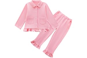NAIYAFLY Toddler Baby Girls Pyjamas Set Button-up Long Sleeve Pajamas Pjs Set Sleepwear Nightwear Loungewear Clothes Set for Little Girls 18-24 Months 2T 3T 4T 4T 5T 5-6 Years
