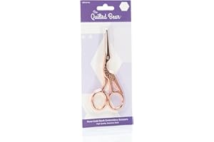 The Quilted Bear Rose Gold Embroidery Scissors - Precision Rose Gold Stork Embroidery/Nail Scissors with Sharp Blades for Sewing & Embroidery (3.5")