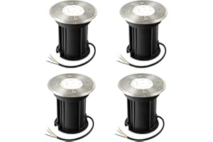 Doughelec Foco Suelo Exterior Empotrable LED - IP67 Focos Empotrables Jardin GU10 Downlight Iluminación Luces Exterior para Caminos Terrazas Redondo 230V, Acero Inoxidable Níquel, Ø11x12cm NO Bulb