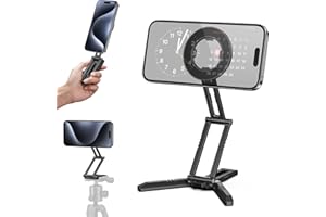 CAMOLO GEEK Magnetyczny kieszonkowy statyw do telefonu, składany, kompatybilny z Magsafe do iPhone'a 16/15/14/13/12 Plus Pro Max, MG03 PRO aluminiowy smartfon mini statyw stojak na telefon komórkowy magnes szybki