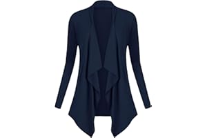 Urban GoCo Femmes Cardigan Drapé Ouverte Devant Manteau Manches Longues Ourlet Irrégulier Jaquette