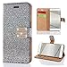 Price comparison product image Huawei P9 Case, LCHULLE Pearl Spots Bling Glitter Diamond Magnetic PU Leather Flip Case With Stand Wallet Card Slots Ultra Slim TPU Back Bumper Book Cover-Black