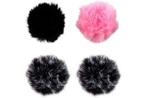 VOLLGUFEN 4 Pièces Bonnettes Anti Vent en Fourrure Bonnette Microphone Micro Cravate Pare Brise Muff Bonnette Anti Vent Housse de Mic Mini Casque Micro Pare Brise